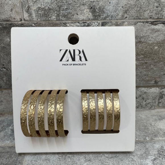 ❤️ ZARA GOLD SET OF TWO CUFF BRACELETS NEW - Picture 2 of 6